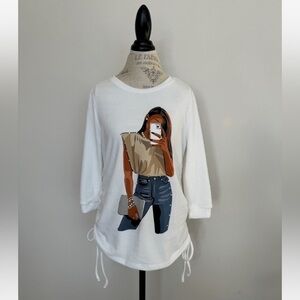 Love and Lace White Top Women's Medium Super Soft